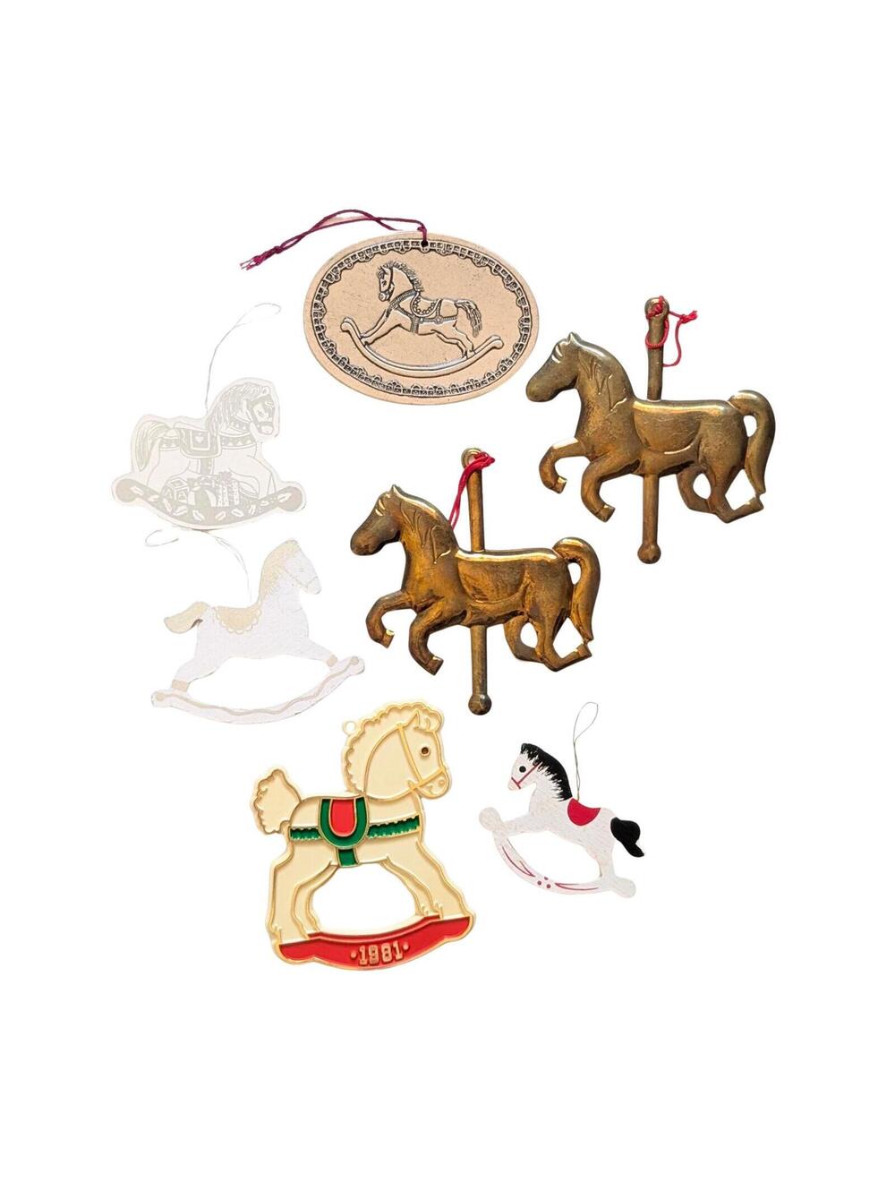 Curated Vintage Christmas Tree Ornament Bundle - Rocking Horse Collection